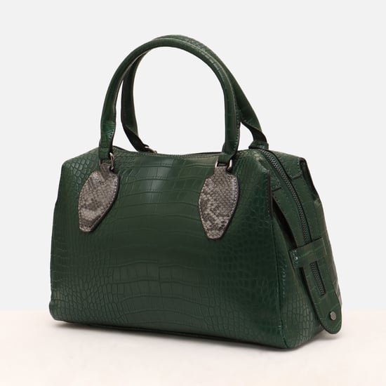 ALLEN SOLLY Women Croc-Textured Handheld Bag | Green