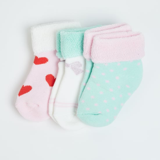 FAME FOREVER Girls Woven Ankle-Length Socks - Pack of 3