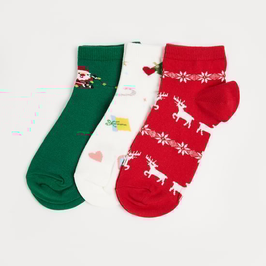 FAME FOREVER Knitted Ankle-Length Socks - Pack of 3
