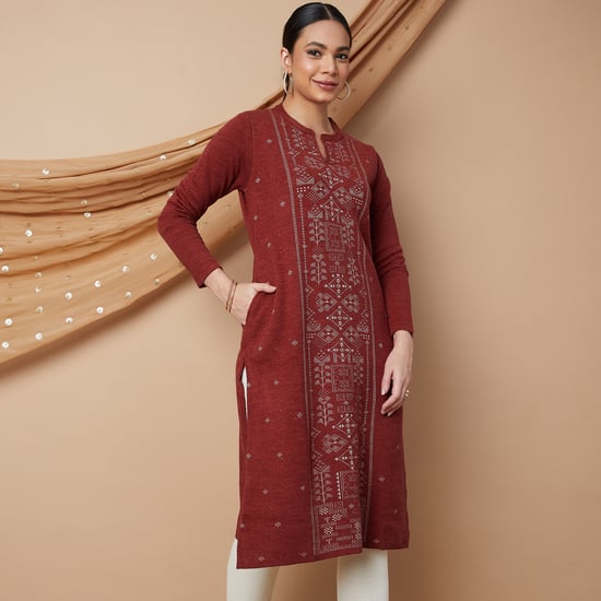 MELANGE Printed Winter Straight Kurta