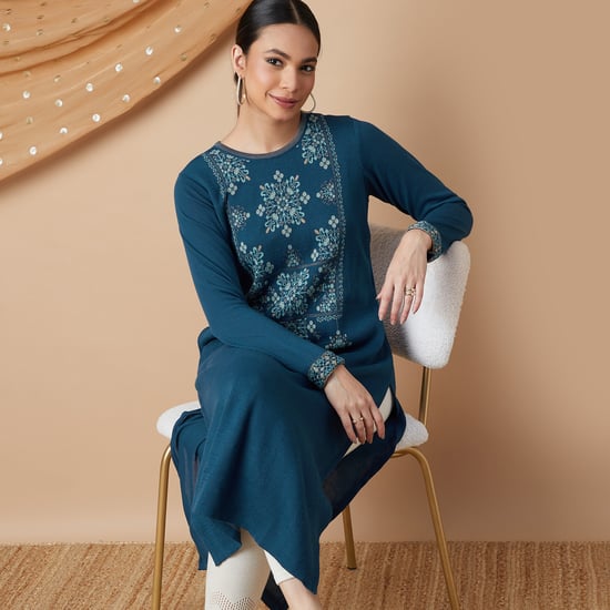 MELANGE Printed Winter Straight Kurta