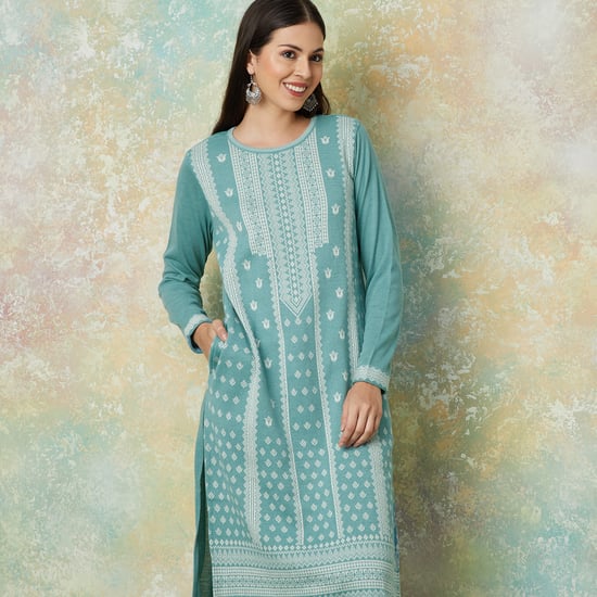 MELANGE Woven Straight Winter Kurta