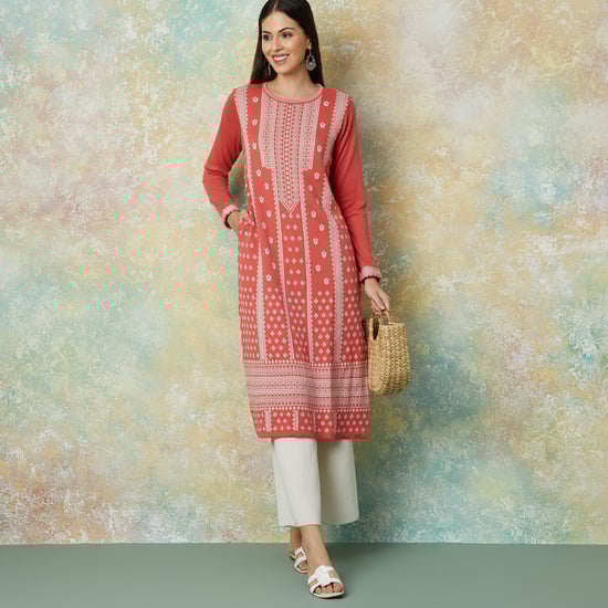 MELANGE Woven Straight Winter Kurta