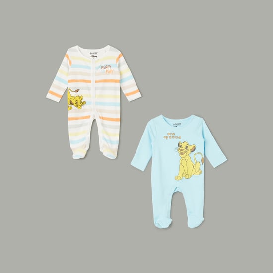 JUNIOR BABY Lion King Printed Footed Sleepsuits - Pack of 2