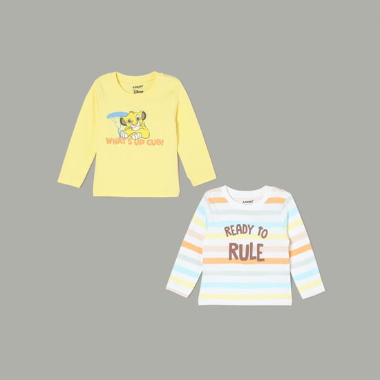 JUNIOR BABY Simba Print Full Sleeve T-shirt - Pack of 2