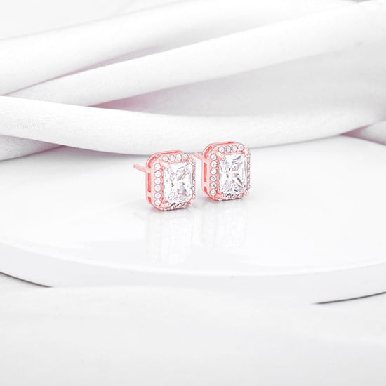 GIVA Sterling Silver Zircon Stud Earrings Rose Gold