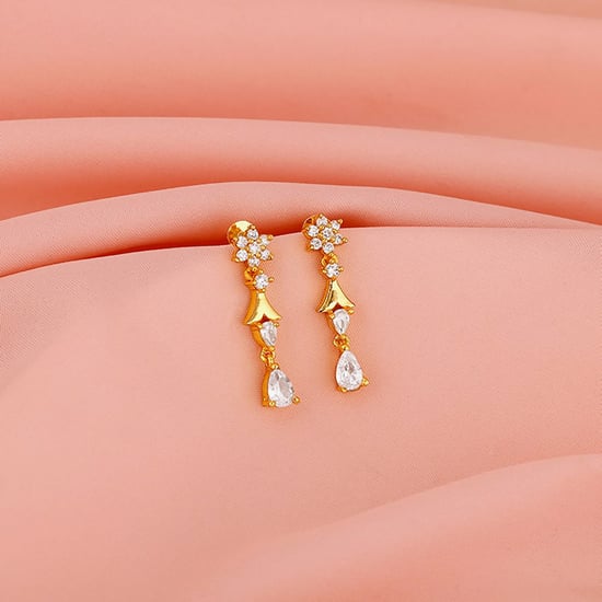GIVA Sterling Silver Zircon Drop Earrings Gold