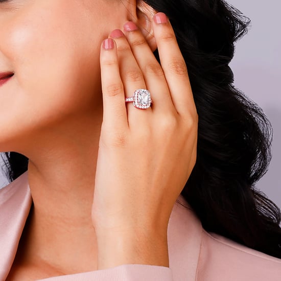 GIVA Sterling Silver Solitaire Finger Ring Gold