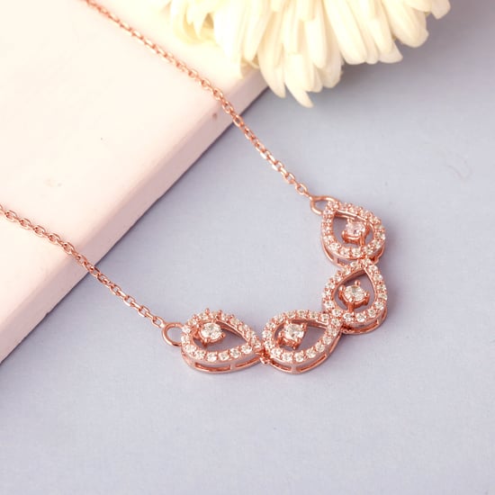 GIVA Sterling Silver Peary Love Chain with Pendant Rose Gold