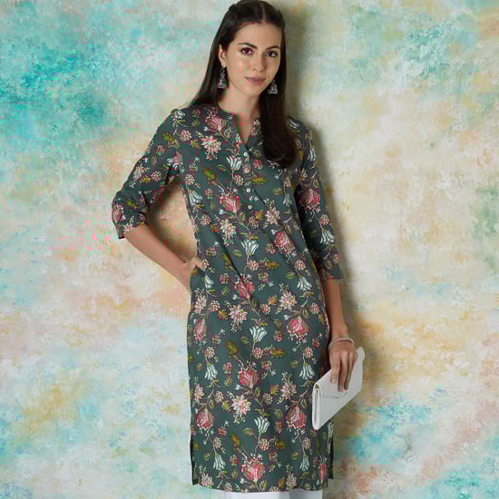 MELANGE Floral Print Straight Kurta