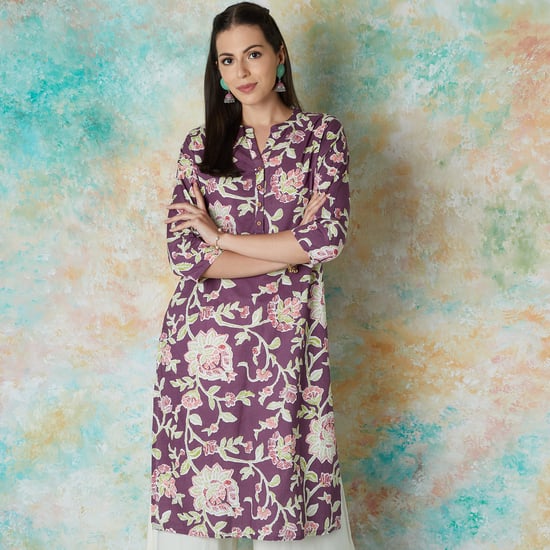 MELANGE Floral Printed Straight Kurta