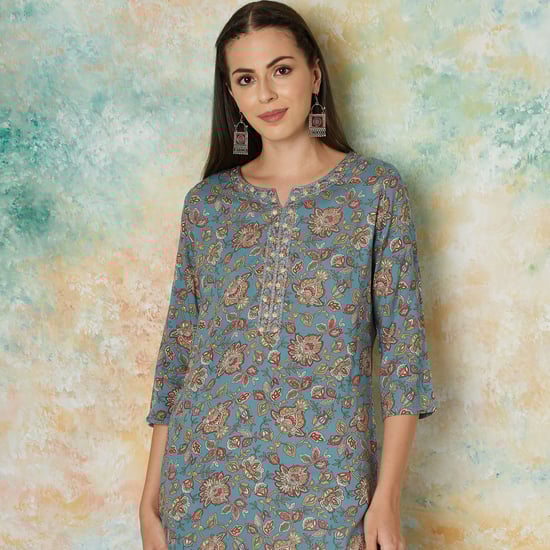 MELANGE Floral Print Straight Kurta