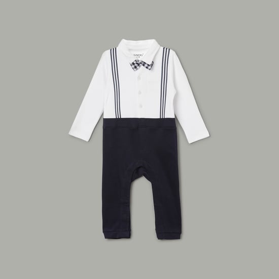 JUNIOR BABY Colourblock Bow-Detailed Sleepsuit