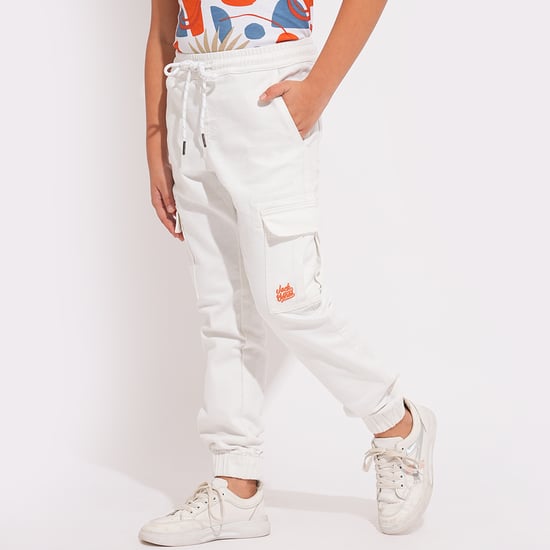 JACK JONES JUNIOR Boys Solid Jogger Jeans White