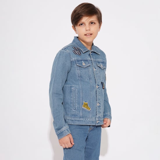 JACK & JONES JUNIOR Boys Applique Denim Jacket | Blue
