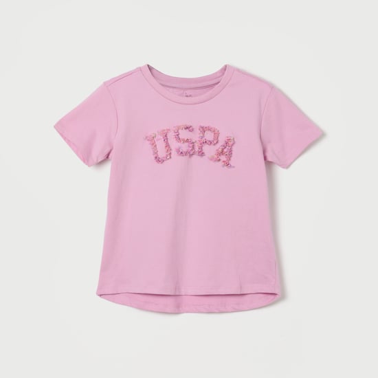 U.S. POLO ASSN. KIDS Girls Applique Logo T shirt