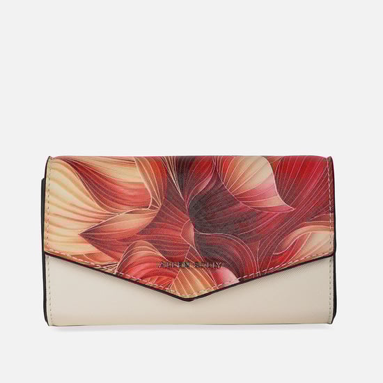 ALLEN SOLLY Floral Print Push-Button Wallet