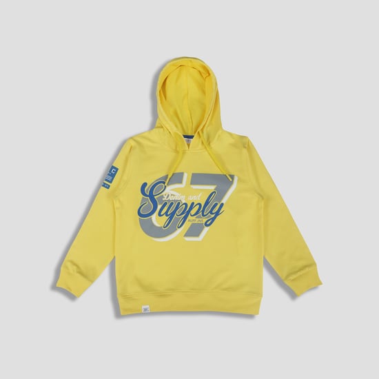 RUFF KIDS Printed Hooded Sweatshirt Yellow