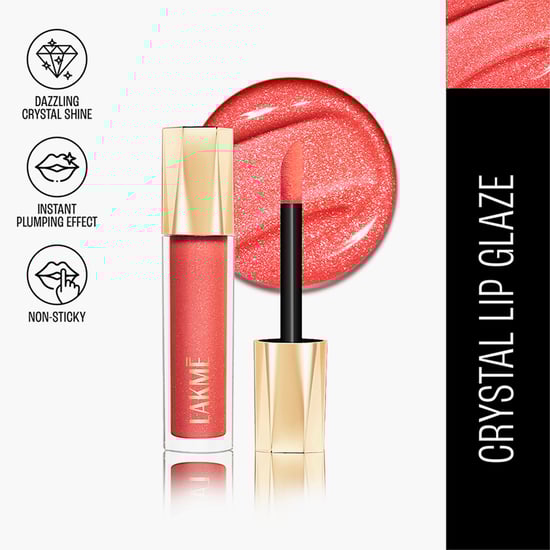 LAKME Glitterati Lip Glaze  - 202 Peach Punch - 5ml