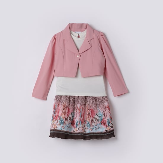 PEPPERMINT Printed Top with Skirt and Jacket