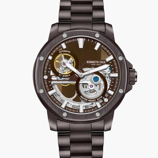 KENNETH COLE Men Skeleton Automatic Watch with Metal Strap