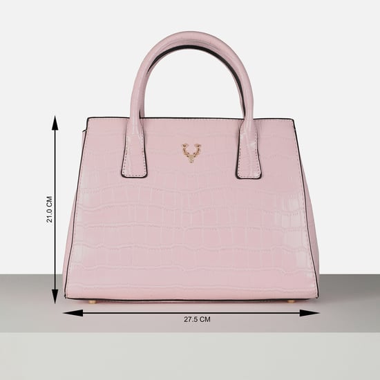 ALLEN SOLLY Croc Textured Handheld Bag | Pink
