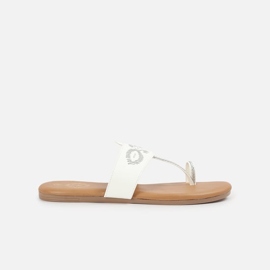 MELANGE Embroidered Toe-Ring Flats