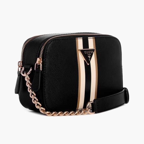 GUESS Monogram Print Sling Bag Black