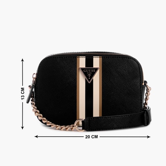 GUESS Monogram Print Sling Bag Black