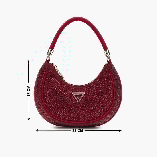 GUESS Zalina Rhinestone Embellished Shoulder Bag Red