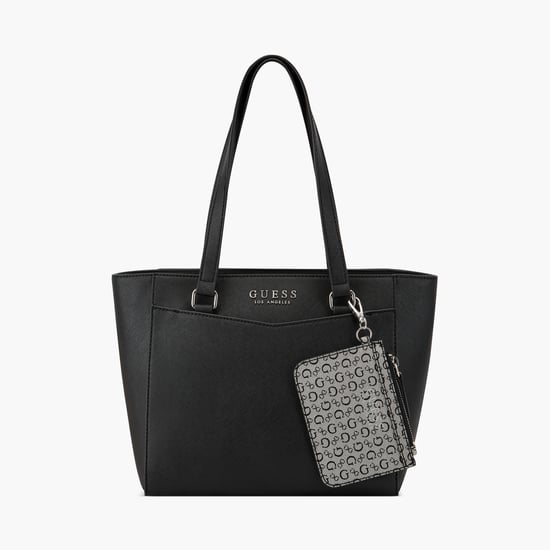 GUESS Textured Shoulder Bag with Pouch