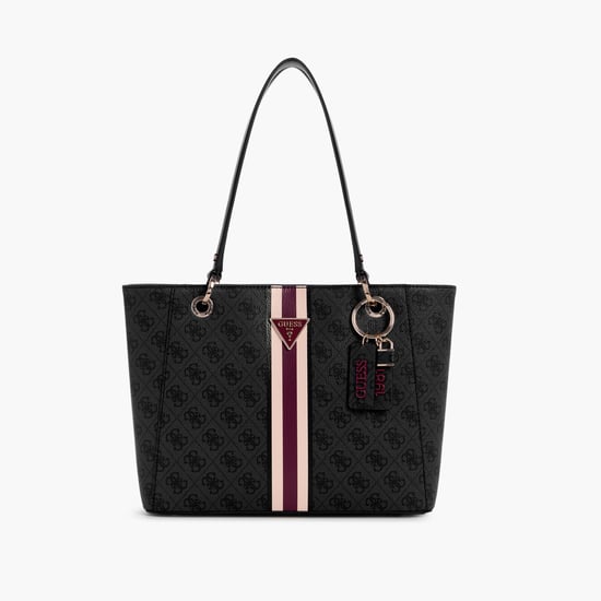 GUESS Noelle Monogram Print Shoulder Bag Black