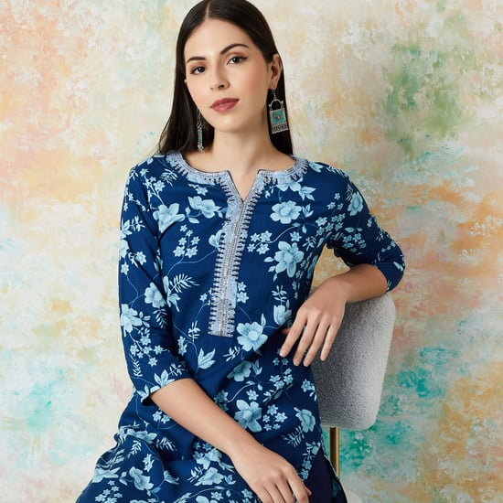 MELANGE Floral Print Straight Kurta
