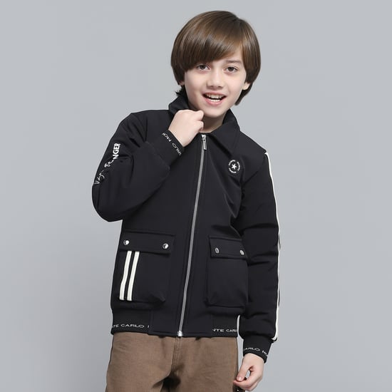 MONTE CARLO Solid Bomber Jacket Black