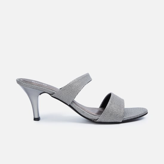 Textured Double Strap Heels