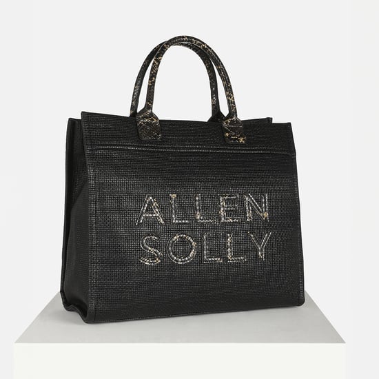 ALLEN SOLLY Appliqued Handheld Bag Black
