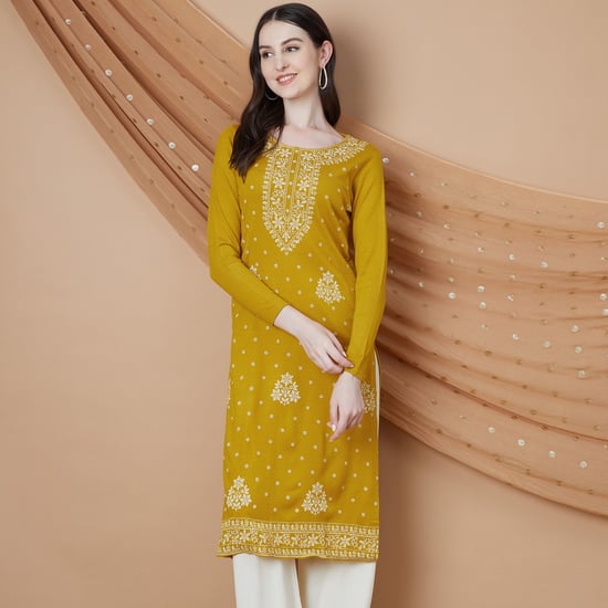 MELANGE Jacquard Woven Straight Kurta