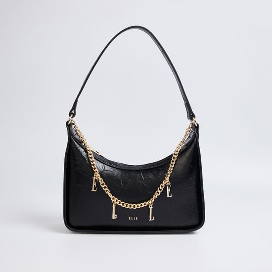 ELLE Textured Shoulder Bag with Chain Accent