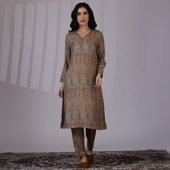 W Printed Straight Kurta Set