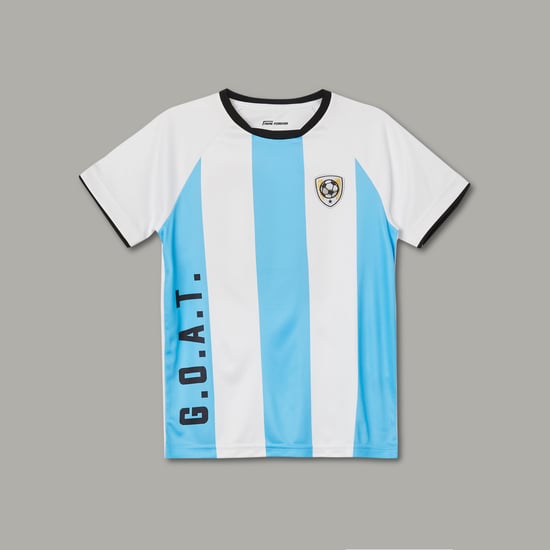 FAME FOREVER Striped Football Jersey T-shirt