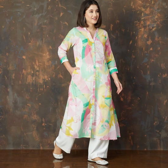 MELANGE Floral Print A-line Kurta