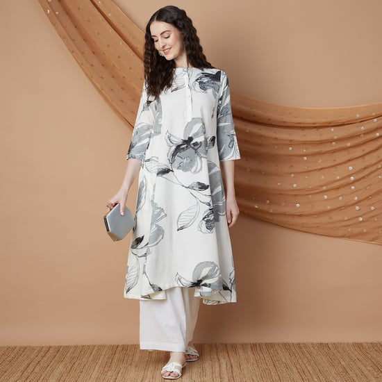 MELANGE Floral Print A-Line Kurta