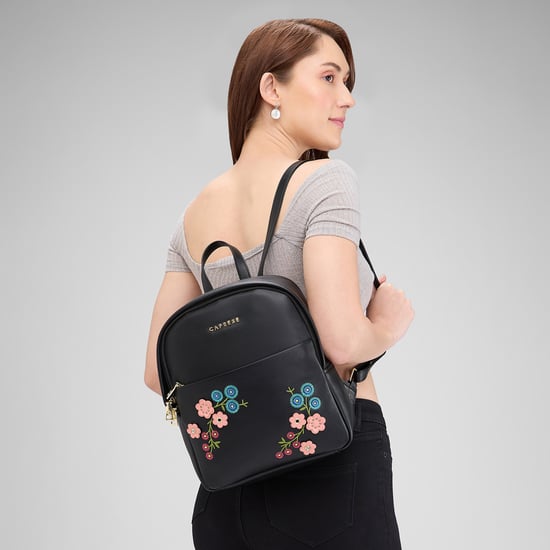 CAPRESE Embroidered Casual Backpack Black