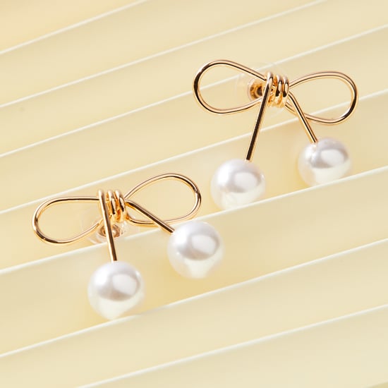GINGER Bow Shaped Pearl Studs