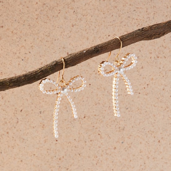GINGER Pearl Bow Drop Earrings