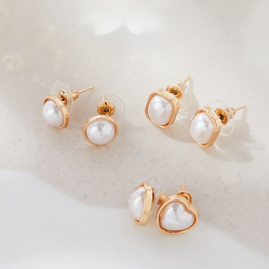 GINGER Assorted Pearl Stud Earrings - Pack of 3