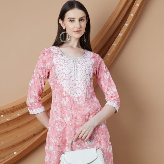 MELANGE Floral Printed Straight Kurta