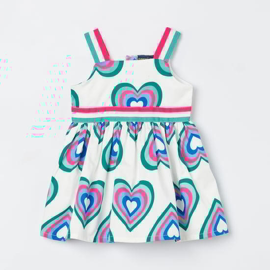 JUNIORS Heart Print Fit and Flare Dress