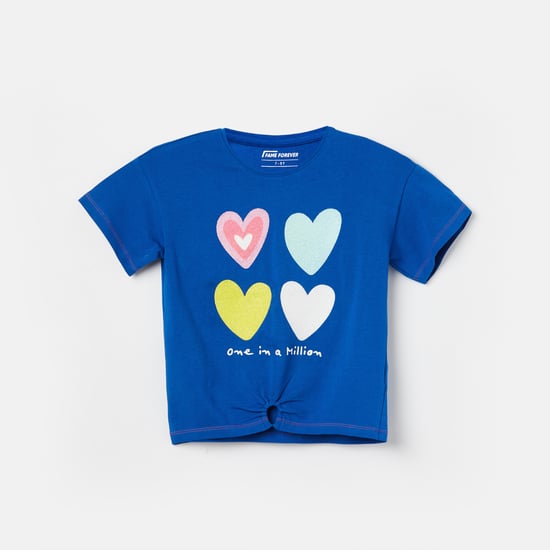 FAME FOREVER Embellished T-shirt with Cutout Hem