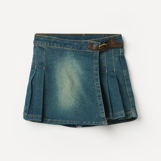 FAME FOREVER Pleated Denim Skort